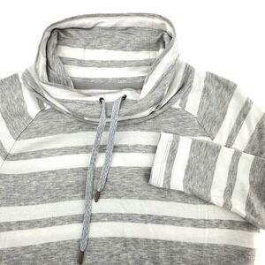 Lou & Grey Loft Pullover Womens S Grey New Striped Cowl Neck Raglan Long Sleeve